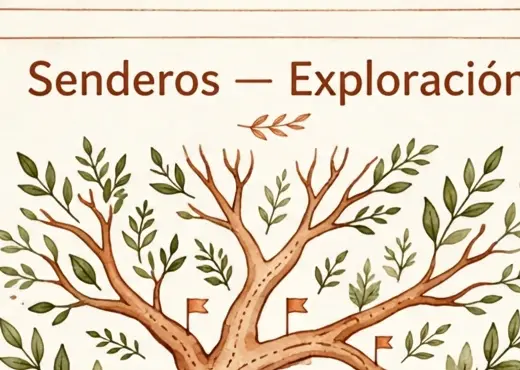 Árbol de senderos ramificados entre hojas
