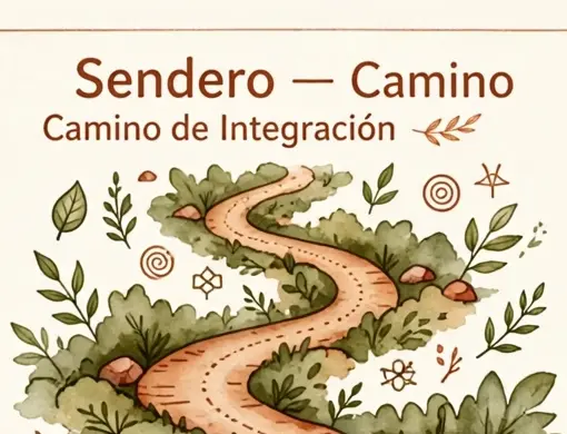 Camino curvo entre plantas y piedras
